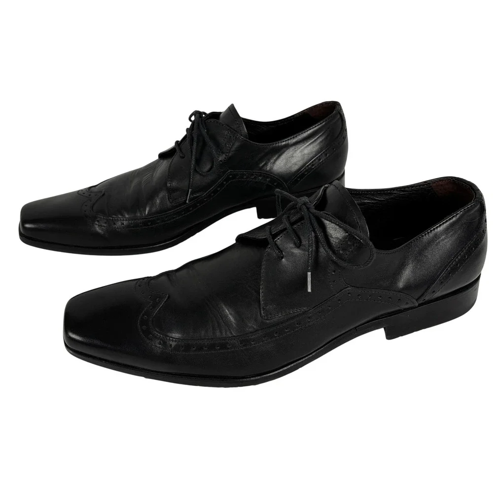 To Boot New York Adam Derrick Black Leather Wingtip Oxford Dress Shoes 13‎ Italy